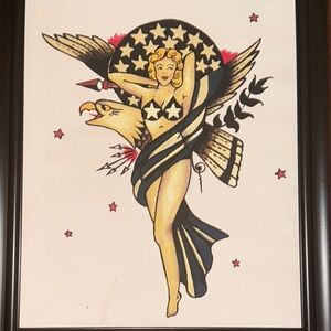 Framed Vintage Style Pin-Up Art